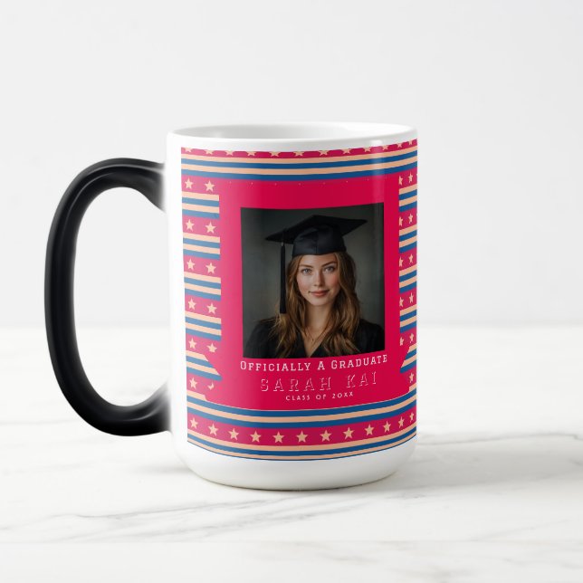 Trendy Stripe Print Phd Grad Magic Mug (Left)