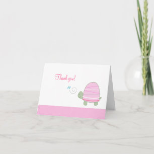Trendy Striped Turtle Pink Folded Thank you notes