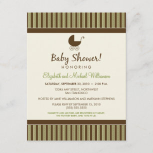 Trendy Stripes Baby Shower Invitation (lime/brown)