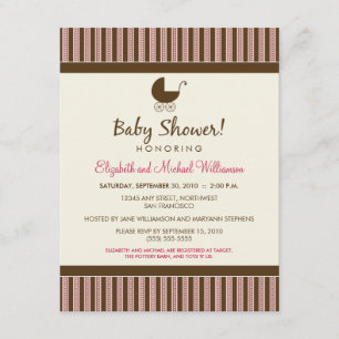 Trendy Stripes Baby Shower Invitation (pink/brown)