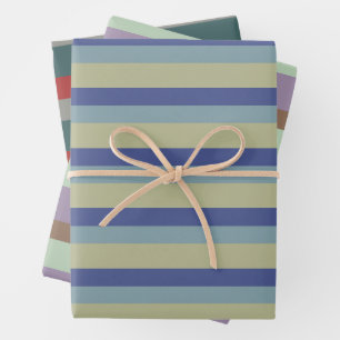 Trendy Stripes in Muted Color Palettes Pattern Wrapping Paper Sheet