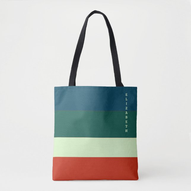 Trendy Stripes Pattern Personalised Tote Bag (Front)
