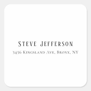 Trendy Style Elegant Minimalist Plain Black White Square Sticker