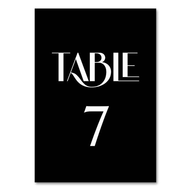 Trendy Style Elegant Modern Black and White Table Number (Front)