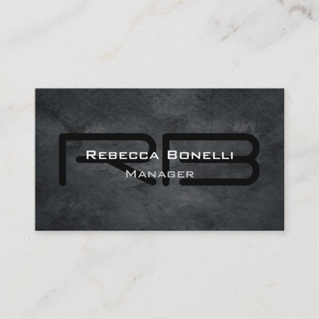 Trendy Style Grey Monogram Minimalist Plain Simple Business Card (Front)