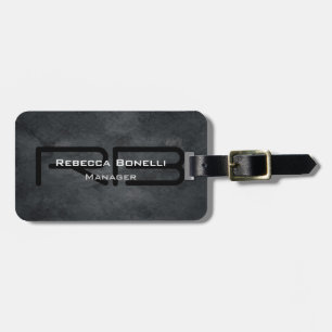 Trendy Style Grey Monogram Minimalist Plain Simple Luggage Tag