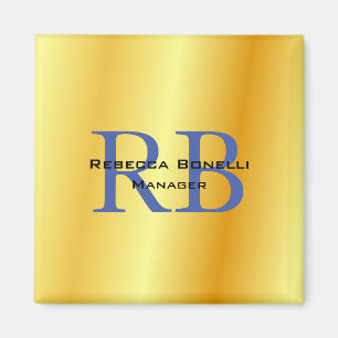 Trendy Style Monogram Minimalist Plain Gold Color Magnet