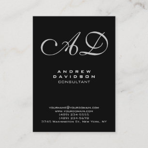 Trendy Stylish Black Monogram Business Card