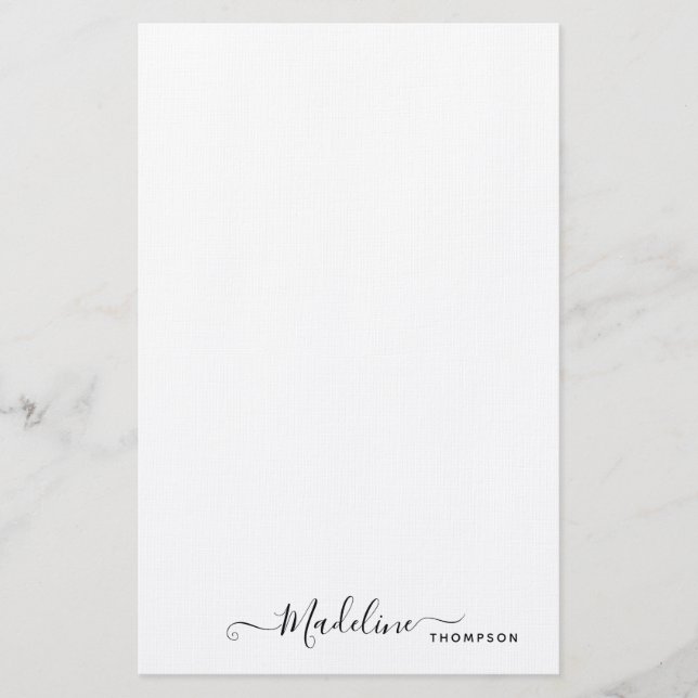 Trendy Stylish Black Script Typography Stationery (Front)