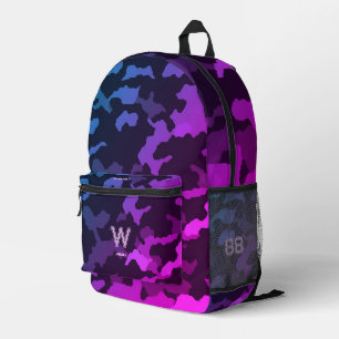 Trendy Stylish Camo Blue Purple School Printed Backpack