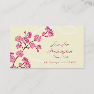 Trendy stylish cherry blossom graduation name card