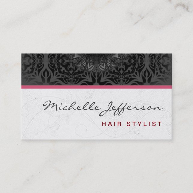 Trendy Stylish Cute Grey Pattern Business Card (Front)