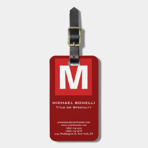 Trendy stylish dark red white monogram classical luggage tag