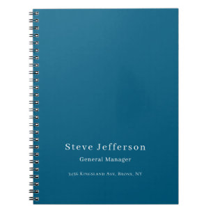 Trendy Stylish Elegant Minimalist Plain Blue Notebook