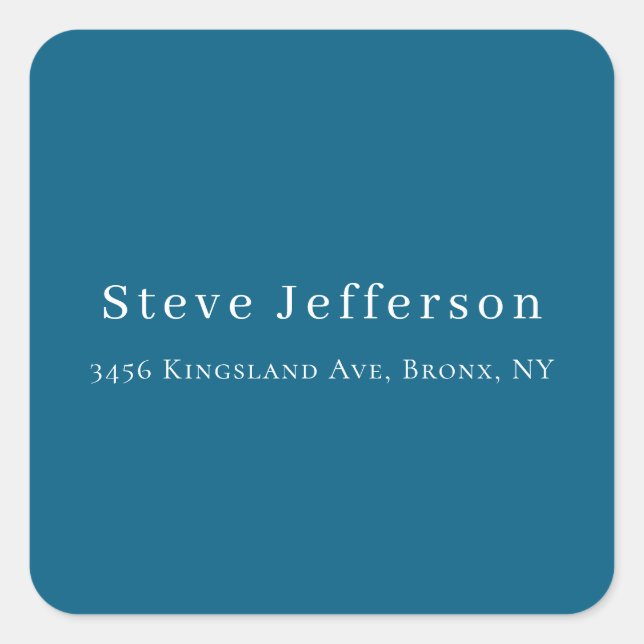 Trendy Stylish Elegant Minimalist Plain Blue Square Sticker (Front)