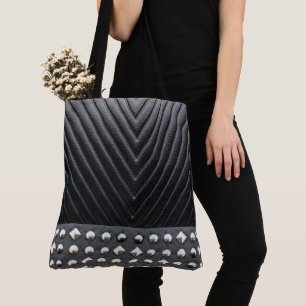 Trendy Stylish Gorgeous Studded Black Leather Tote Bag