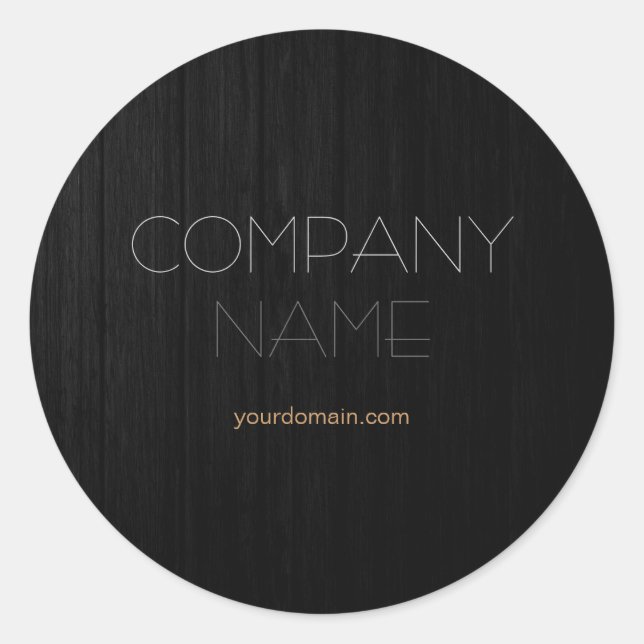 Trendy Stylish Grey Wood Company Name Classic Round Sticker (Front)