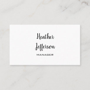 Trendy Stylish Handwritten Professional Plain Business Card