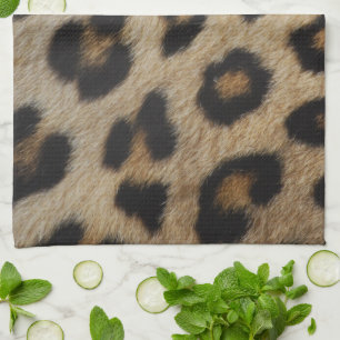 Trendy stylish leopard fur animal print pattern kitchen towel