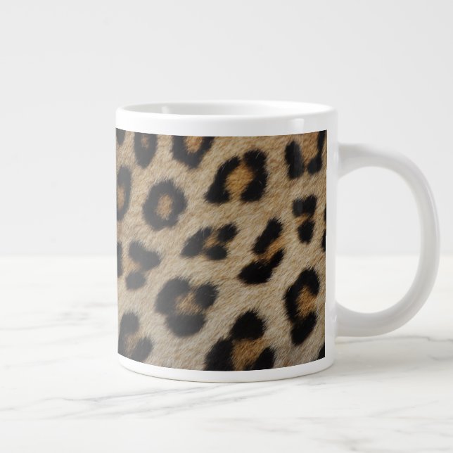 Trendy stylish leopard fur animal print pattern large coffee mug (Right)