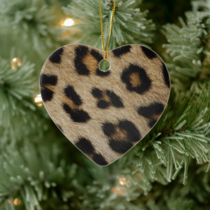 Trendy stylish leopard fur print animal pattern ceramic ornament