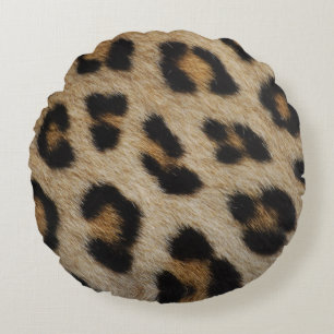 Trendy stylish leopard fur print animal pattern round pillow