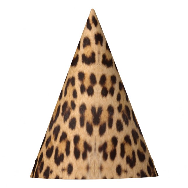 trendy stylish leopard print wild zoo birthday party hat (Front)