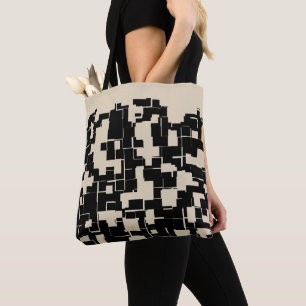 Trendy Stylish Modern Black & Beige Pattern Tote Bag