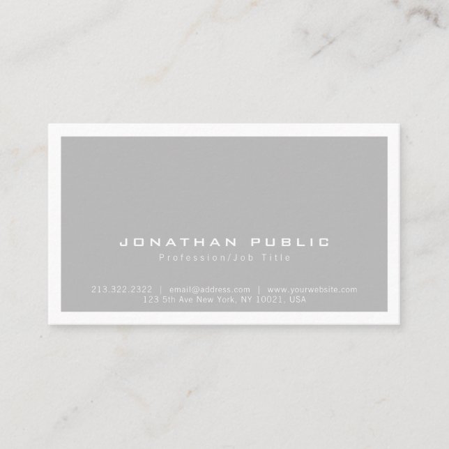 Trendy Stylish Modern Minimalist Grey Plain Business Card (Front)