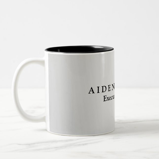 Trendy Stylish Modern Minimalist Silver Grey Two-Tone Coffee Mug (Left)