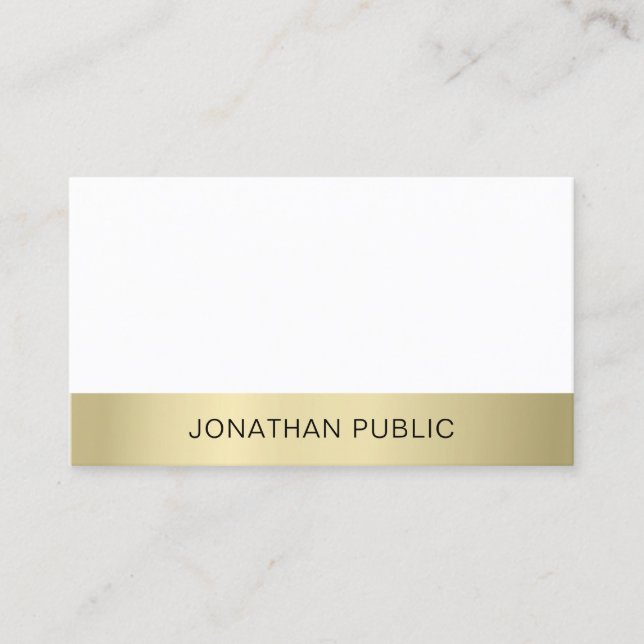 Trendy Stylish Modern Sleek Plain Gold Look Luxury Business Card (Front)