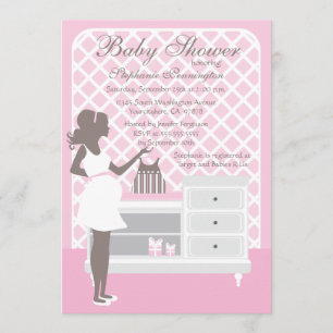 Trendy stylish pink baby shower nursery invitation