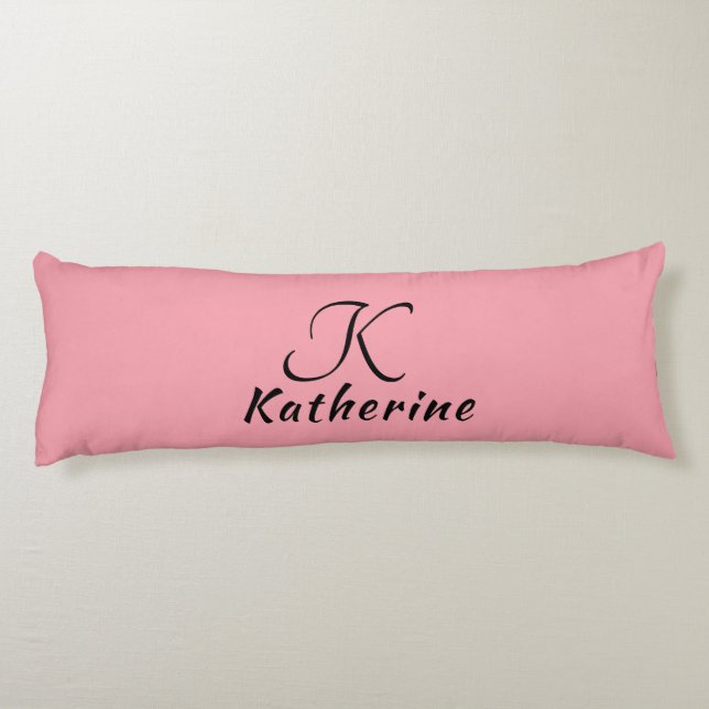 Trendy Stylish Pink Black Girly Personalized Body  Pillow (Back)