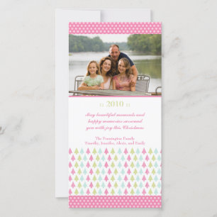 Trendy stylish pink Christmas trees photo card