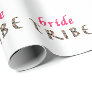 trendy stylish pink gold bride tribe patter wrapping paper