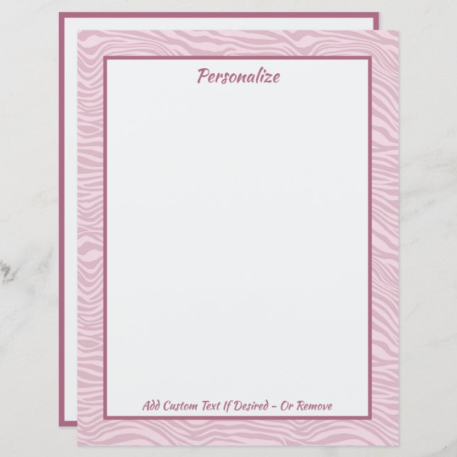 Trendy Stylish Pink Zebra Waves Personalized (Front/Back)