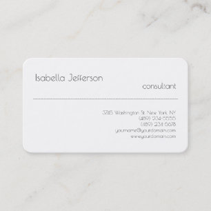 Trendy Stylish Plain Creative Modern White Business Card