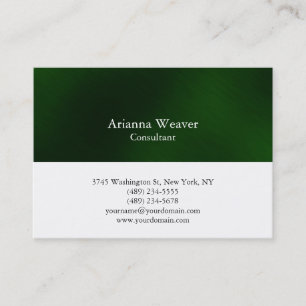 Trendy Stylish Professional Plain Green White Business Card