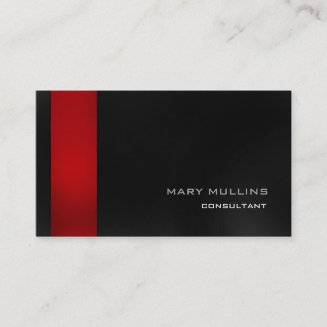 Trendy Stylish Red Dark Grey Modern Elegant Business Card (Front)