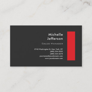 Trendy Stylish Red Grey Modern Minimalist Business Card