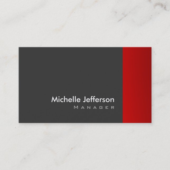 Trendy Stylish Red Grey Striped Business Card (Front)
