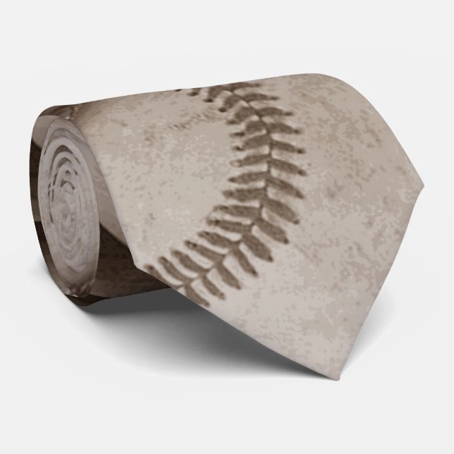 Trendy Stylish Sepia Vintage Baseball Artwork Tie (Rolled)