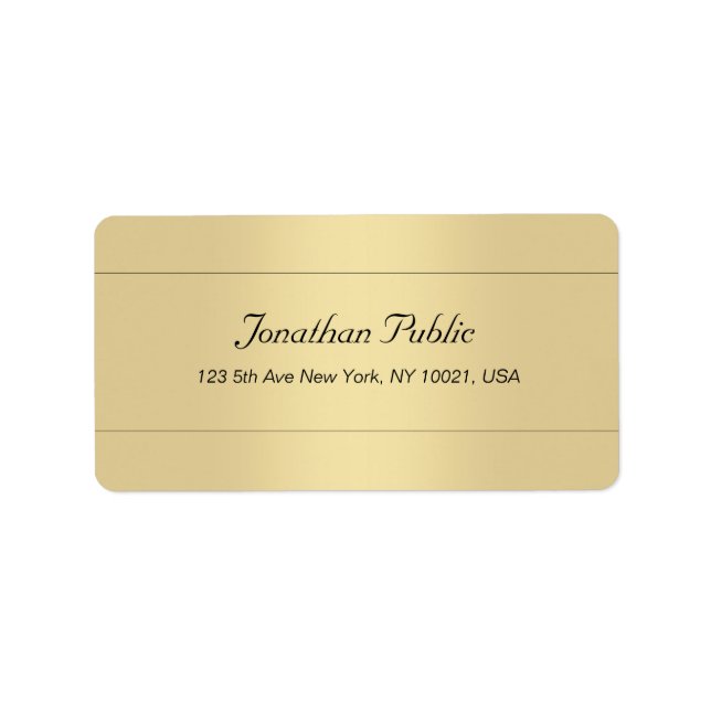 Trendy Stylish Simple Template Gold Look Address Label (Front)