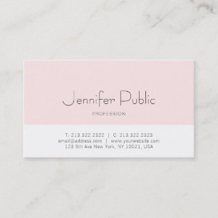 Trendy Stylish Sleek Design Blush Pink Plain Chic Business Card