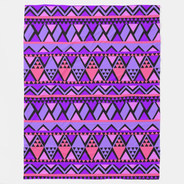 Trendy Stylish Tribal Geometric Pattern Fleece Blanket (Front)