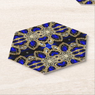 trendy stylish turquoise gold silver deep blue  paper coaster