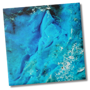 Trendy Stylish Vibrant Aqua Blue Mineral Stone Tile