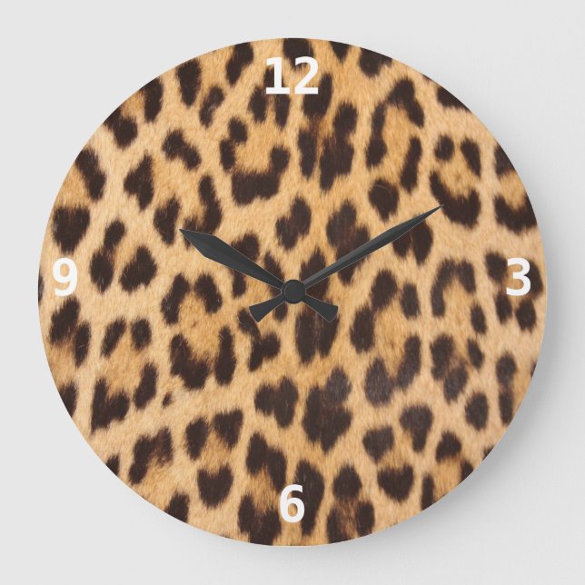 trendy stylish wild safari leopard print large clock (Front)