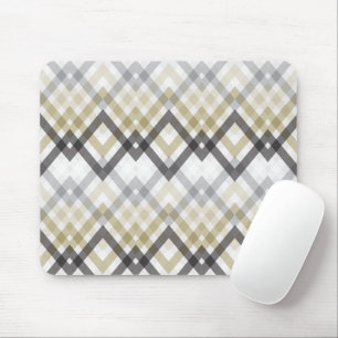 Trendy Stylish Zig Zag Chevron Checks Black Gold Mouse Pad