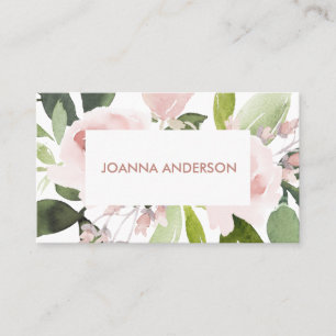 TRENDY SUBTLE COLOR WASH BLUSH PINK FLORAL BUNCH BUSINESS CARD